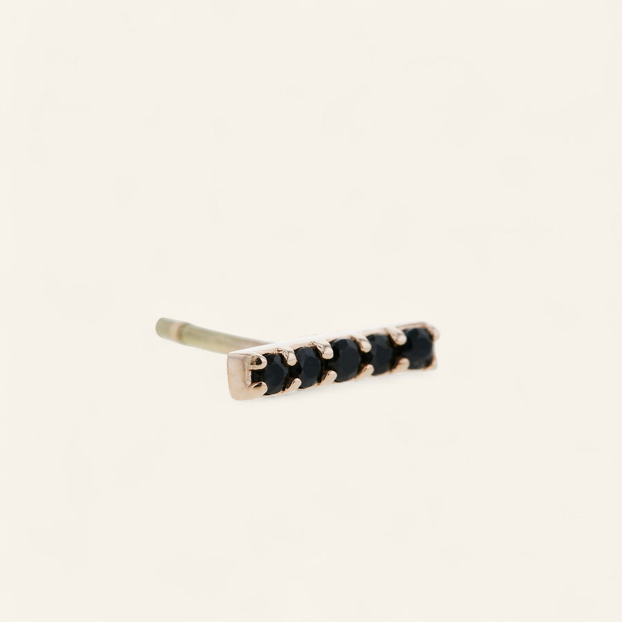 The Black Sapphire Bar Stud in 9kt Rose Gold