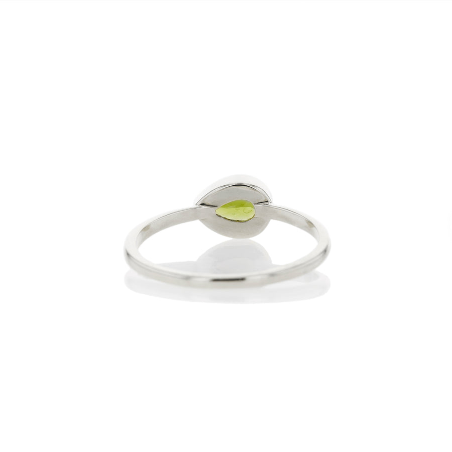 The Pear Cut Green Tourmaline Stacker in Silver