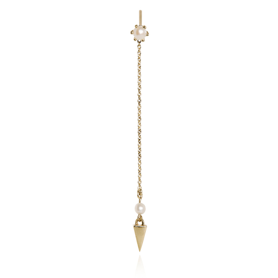 The Chained Pyramid Pearl Drop Earring