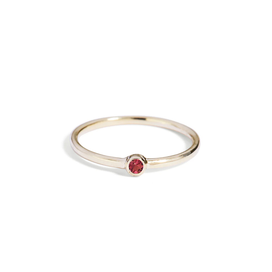 The Mini Garnet Stacker in 9kt Gold