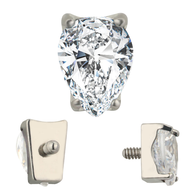 The Titanium CZ Tear Drop Stud Top