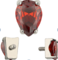 The Titanium Red CZ Tear Drop Stud Top