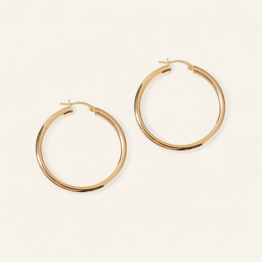 9kt Gold Hoops 35mm - Thin