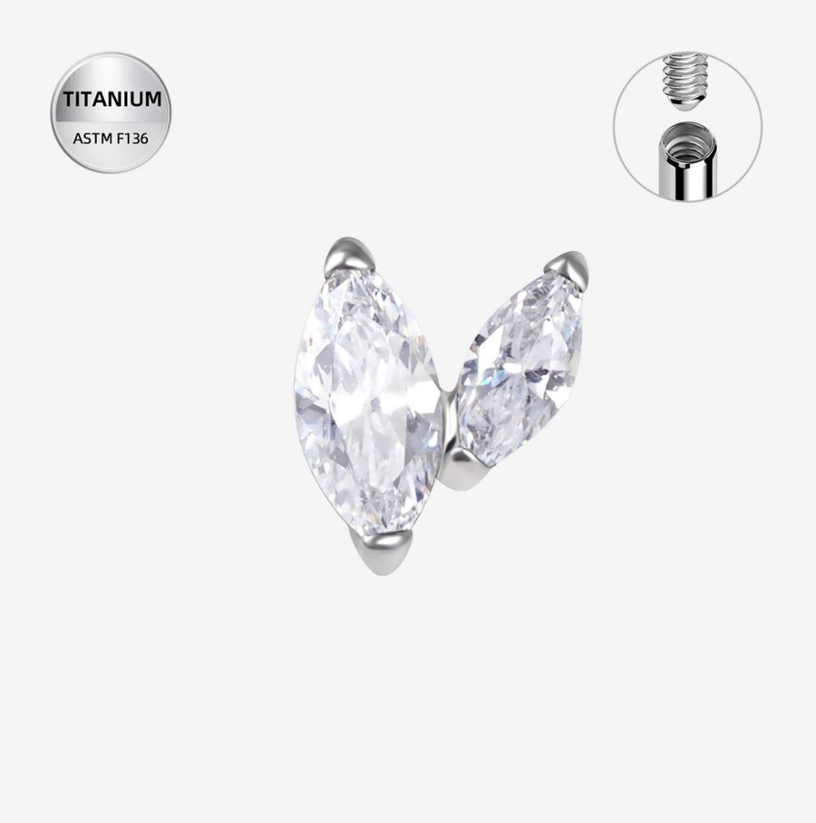 The Titanium CZ Duo Marquise Stud Top