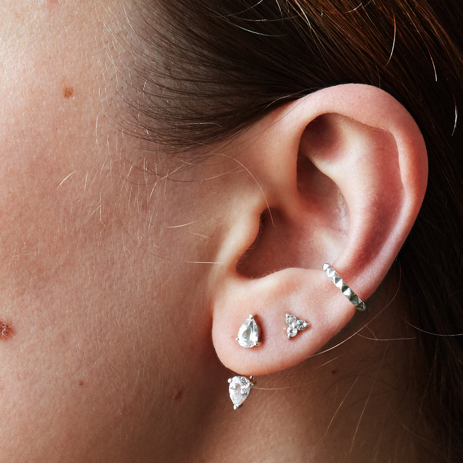 Silver Faceted Ear Cuff