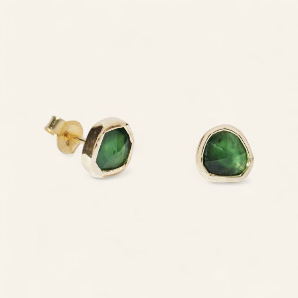 Raw Emerald Studs