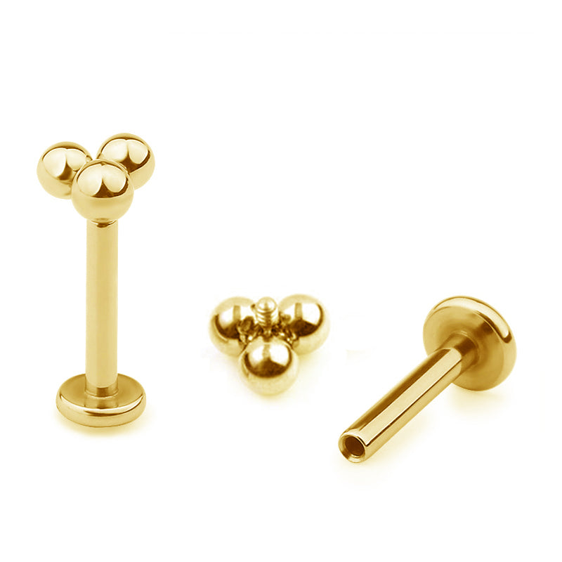 The 24Kt Gold PVD Tri Bead Stud Top