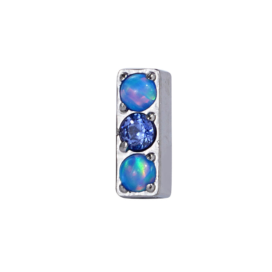 The Titanium Blue Opal Mini Bar Stud Top
