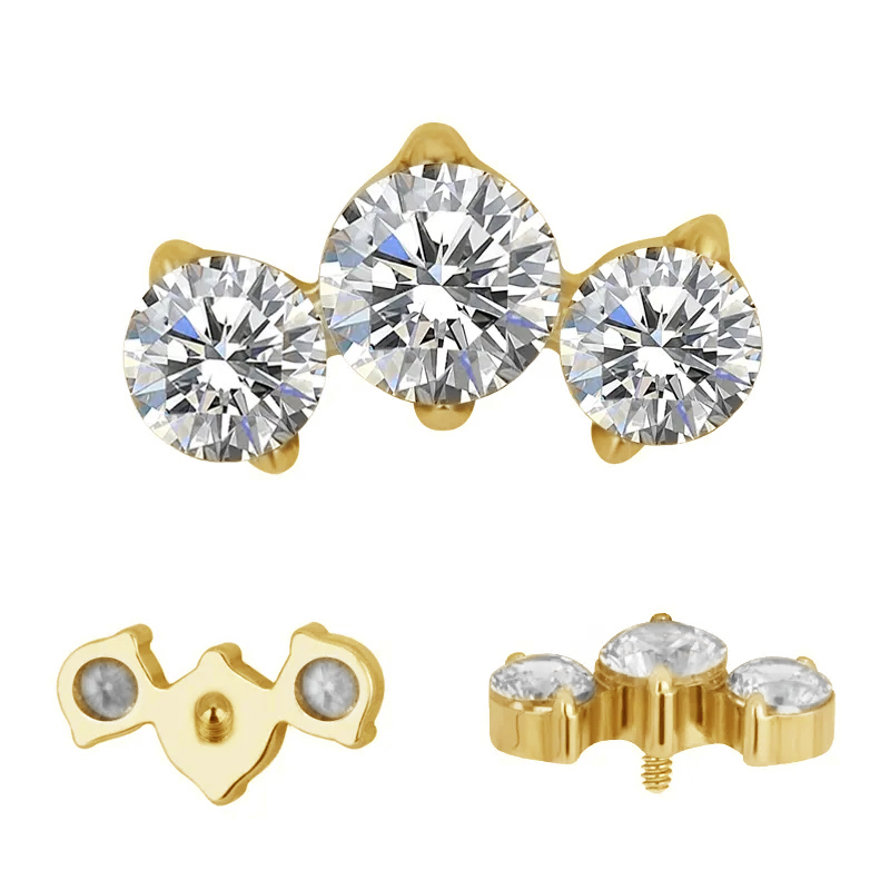 The 24kt PVD Trio Bezel CZ Stud Top