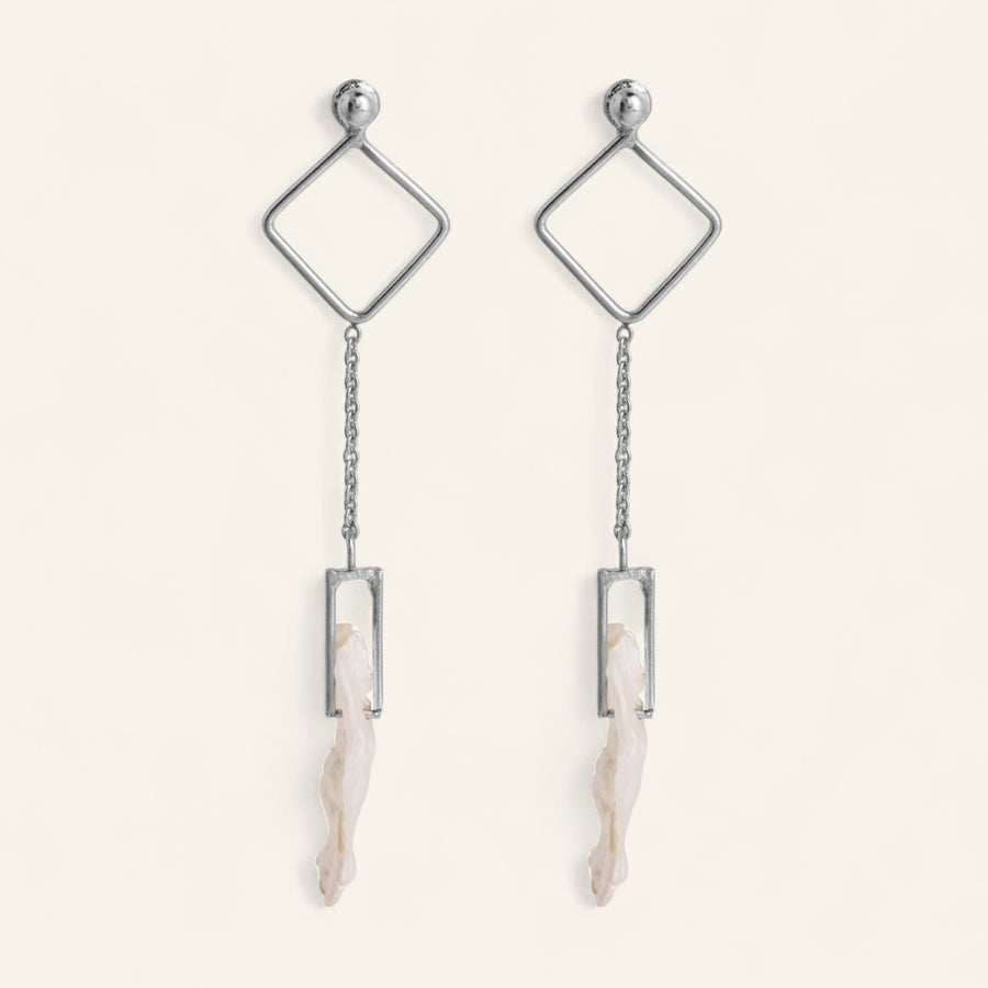 The Keshi Petal Pearl Chain Studs