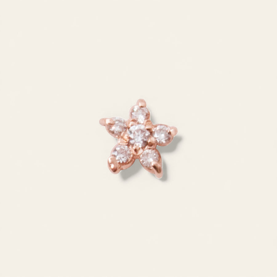 The White Sapphire Flower Stud in 9kt Rose Gold