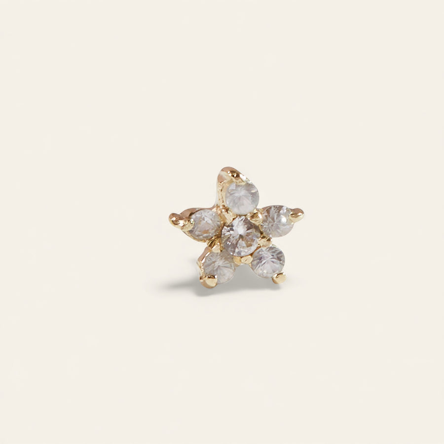 The White Sapphire Flower Stud in 9kt Gold
