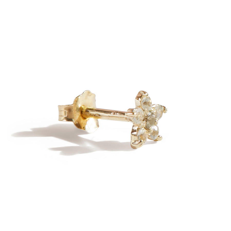 The White Sapphire Flower Stud in 9kt Gold