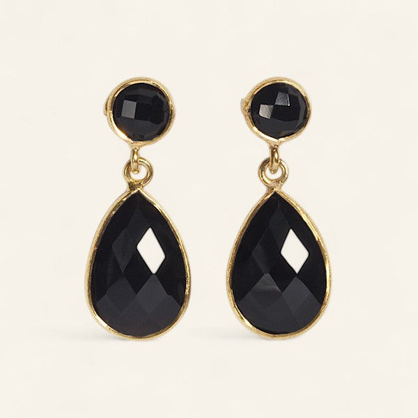 The Tear & Round Stone Earrings