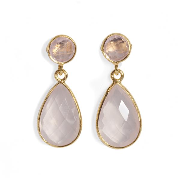 Tear & Round Stone Earrings