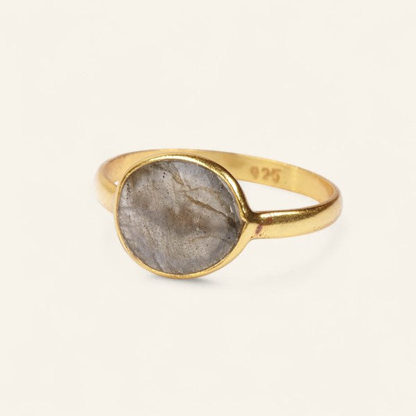 The Polki Gemstone Ring Rose Quartz J Gold Plated