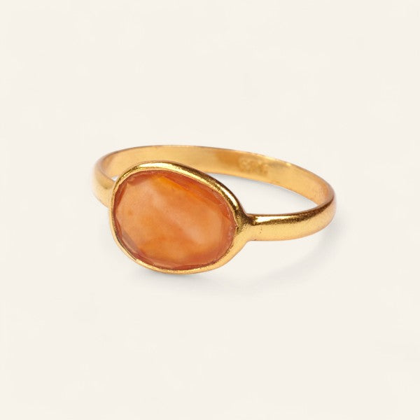 The Polki Gemstone Ring Rose Quartz J Gold Plated