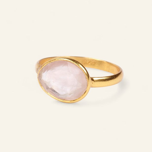 The Polki Gemstone Ring Rose Quartz J Gold Plated
