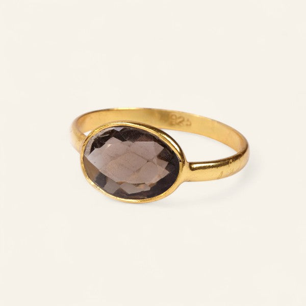 The Polki Gemstone Ring Rose Quartz J Gold Plated