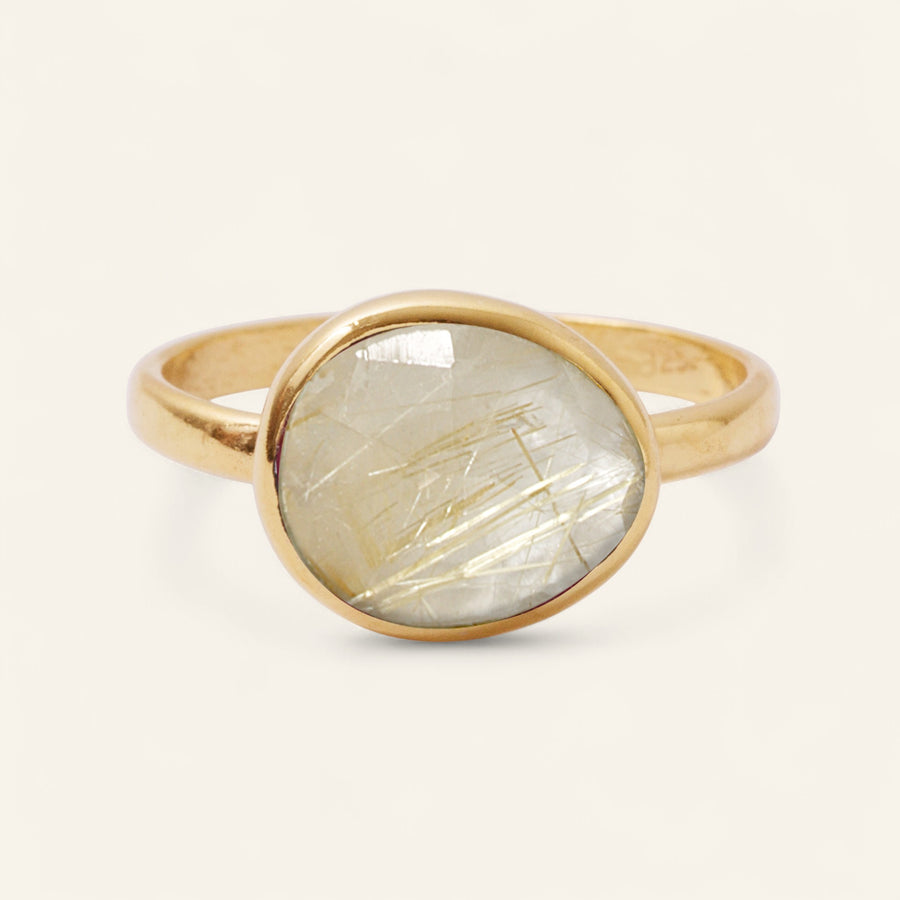 The Polki Gemstone Ring Rose Quartz J Gold Plated