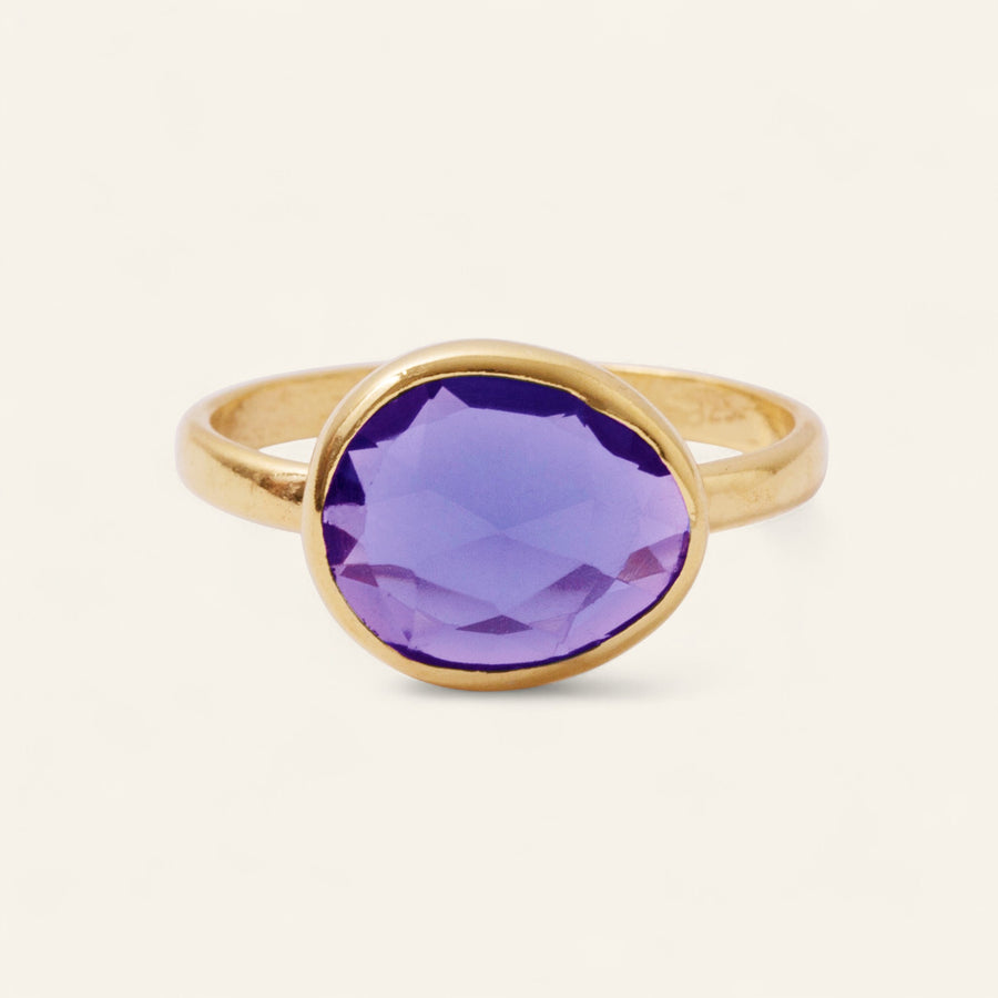 The Polki Gemstone Ring Rose Quartz J Gold Plated