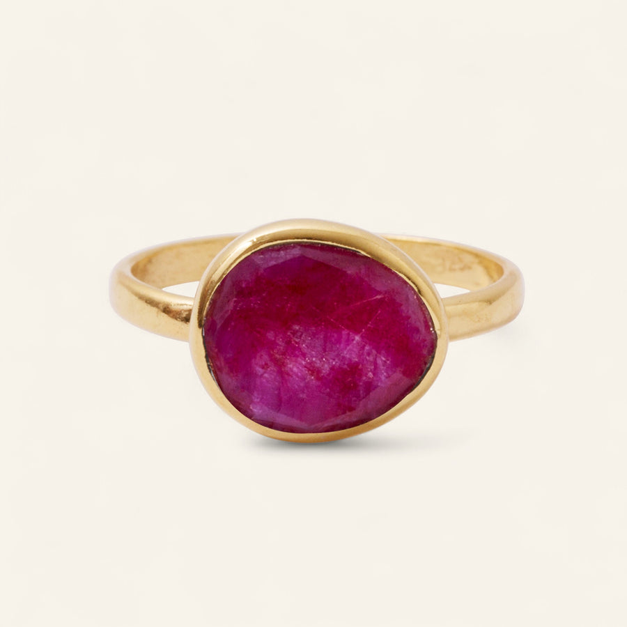 The Polki Gemstone Ring Rose Quartz J Gold Plated