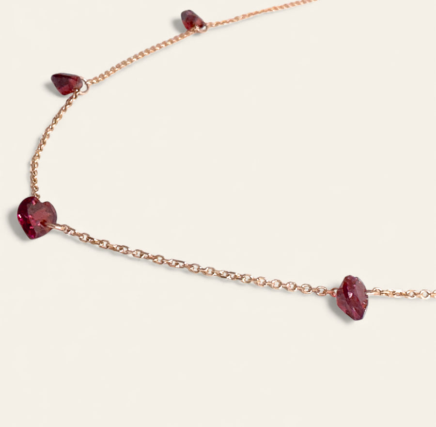 The 5x Garnet Heart Choker