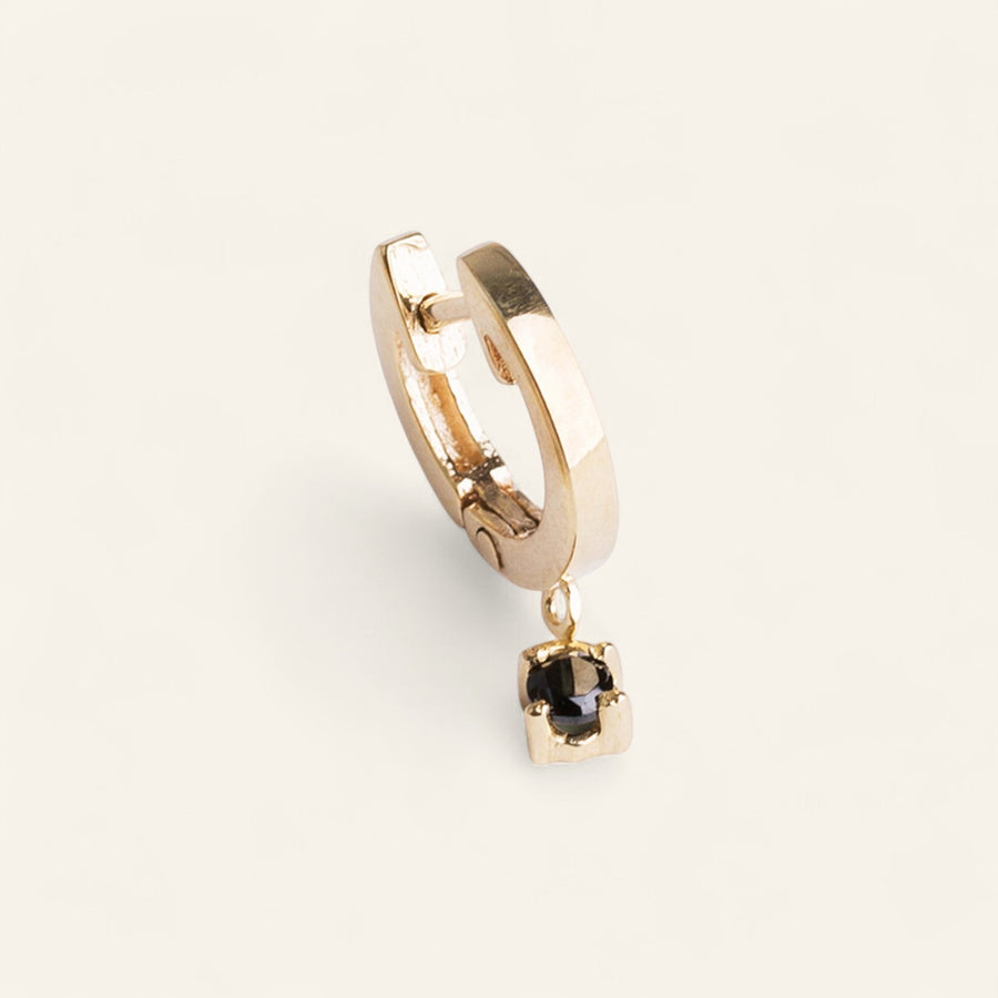 Medium Spinel Stoned Charm Huggie in Gold