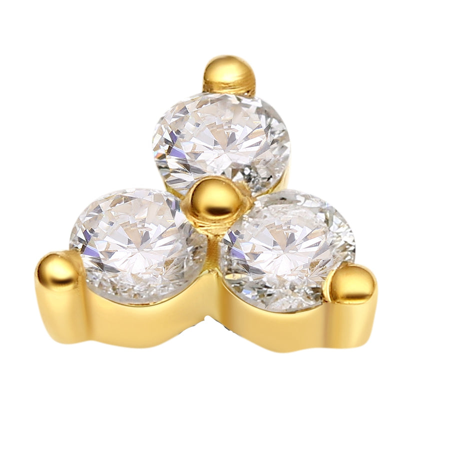 The 14kt Gold Tri CZ Stud Top