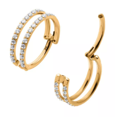 The Double Trouble Hinged Segment Ring in 24kt PVD Gold