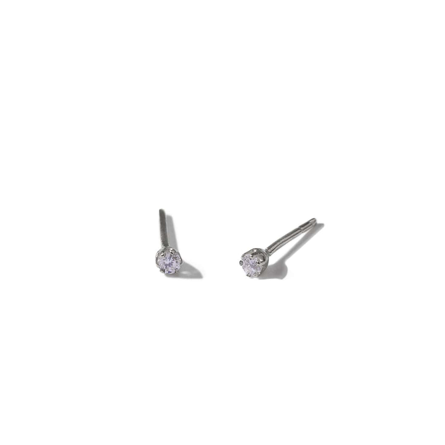 The 9kt White Gold Mini Prong Set Stone Stud