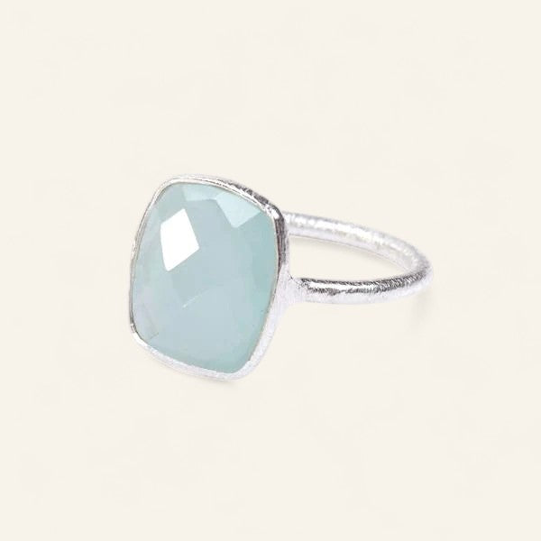 The Raised Rectangle Stone Ring in Silver