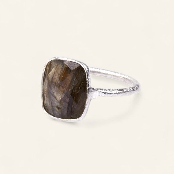 The Raised Rectangle Stone Ring in Silver