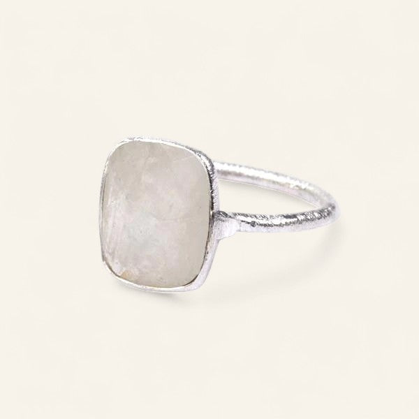 The Raised Rectangle Stone Ring in Silver