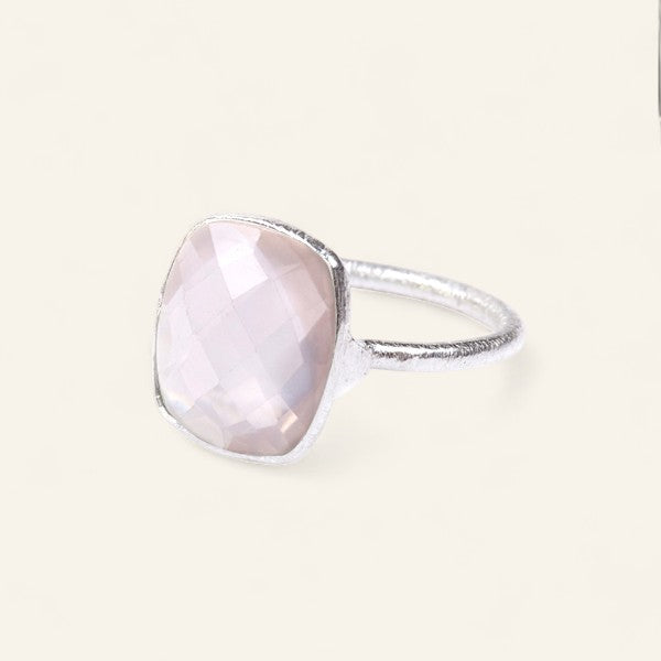 The Raised Rectangle Stone Ring in Silver