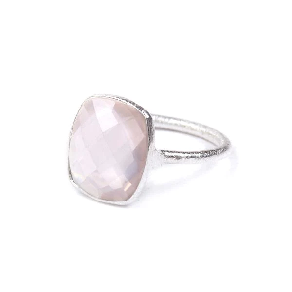 The Raised Rectangle Stone Ring in Silver