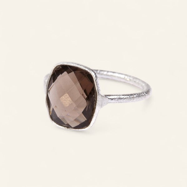 The Raised Rectangle Stone Ring in Silver