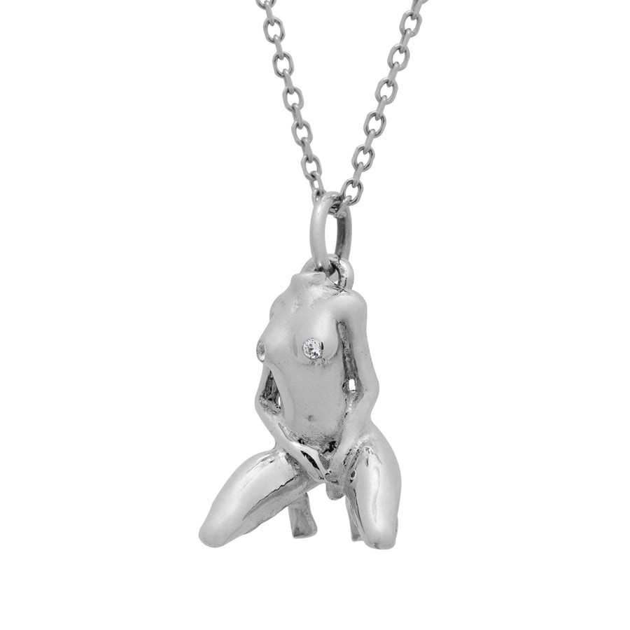 The Aphrodite Pendant in Silver with White Sapphire