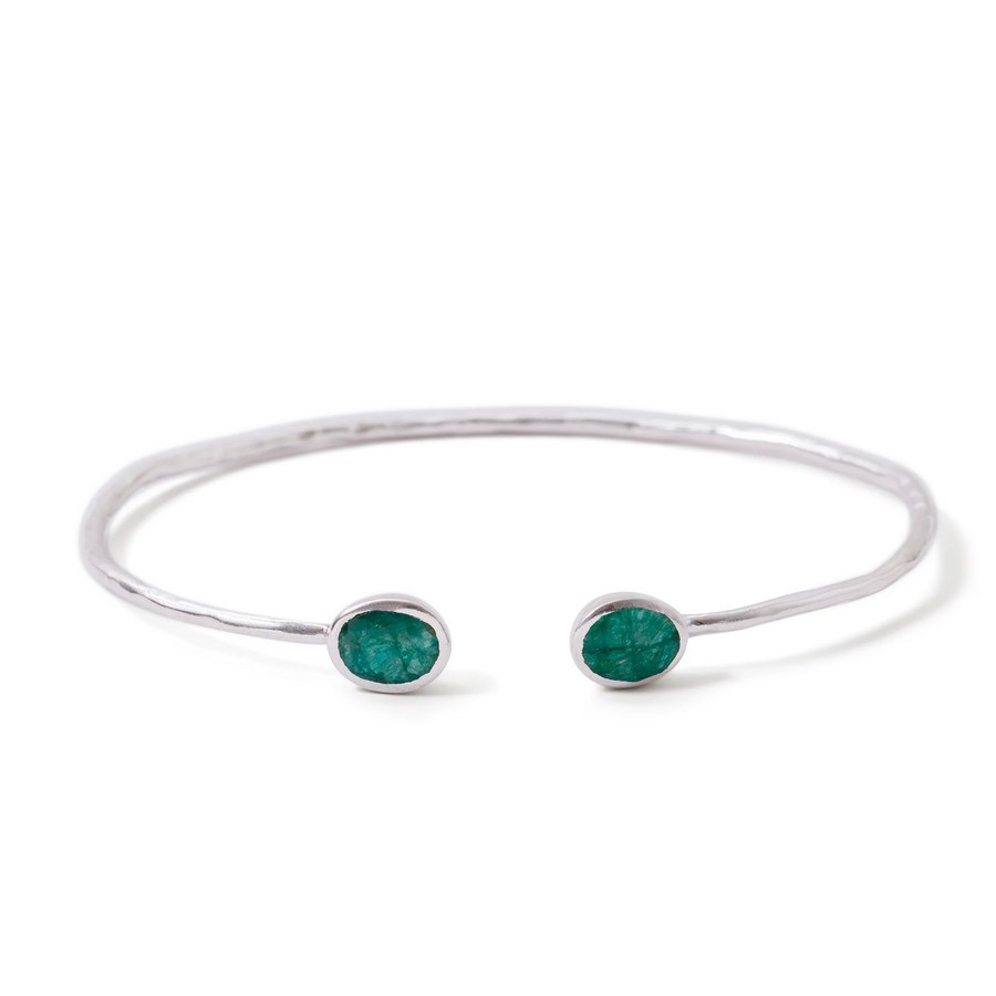 The Double Stone Bangle Silver