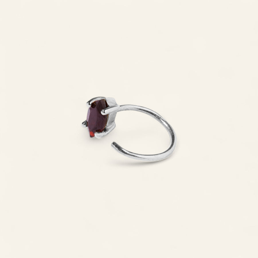 Silver Garnet Marquise Stone Loop