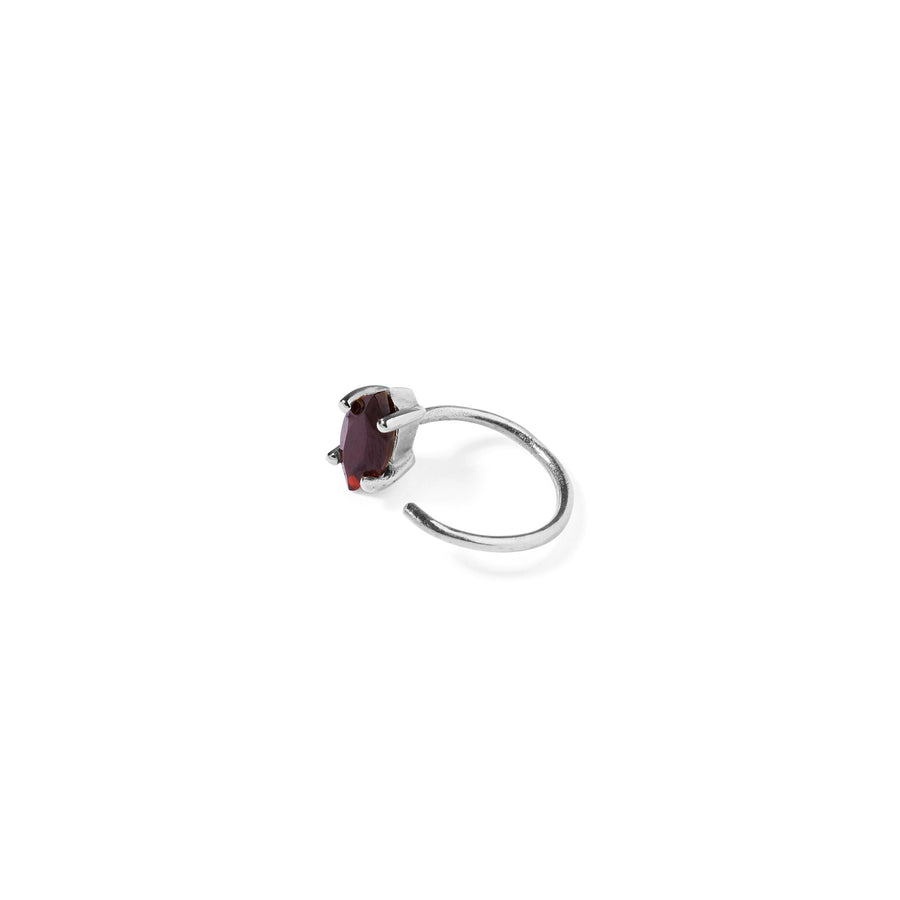 Silver Garnet Marquise Stone Loop