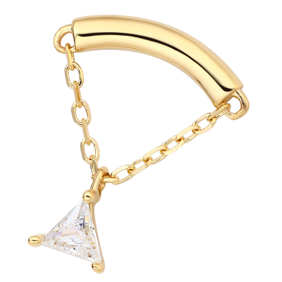 24kt PVD Titanium Threaded Dangle Chain with Triangle CZ
