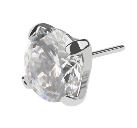 The Titanium 4 Claw Prong CZ Stud Top - 3mm (Threadless)