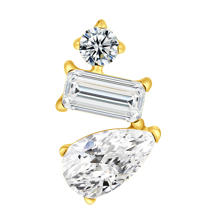 The 24Kt Gold PVD Cascading CZ Stud Top