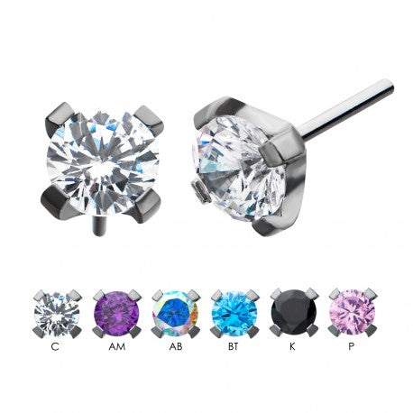 The Titanium 2mm CZ Prong Stud Top - Threadless