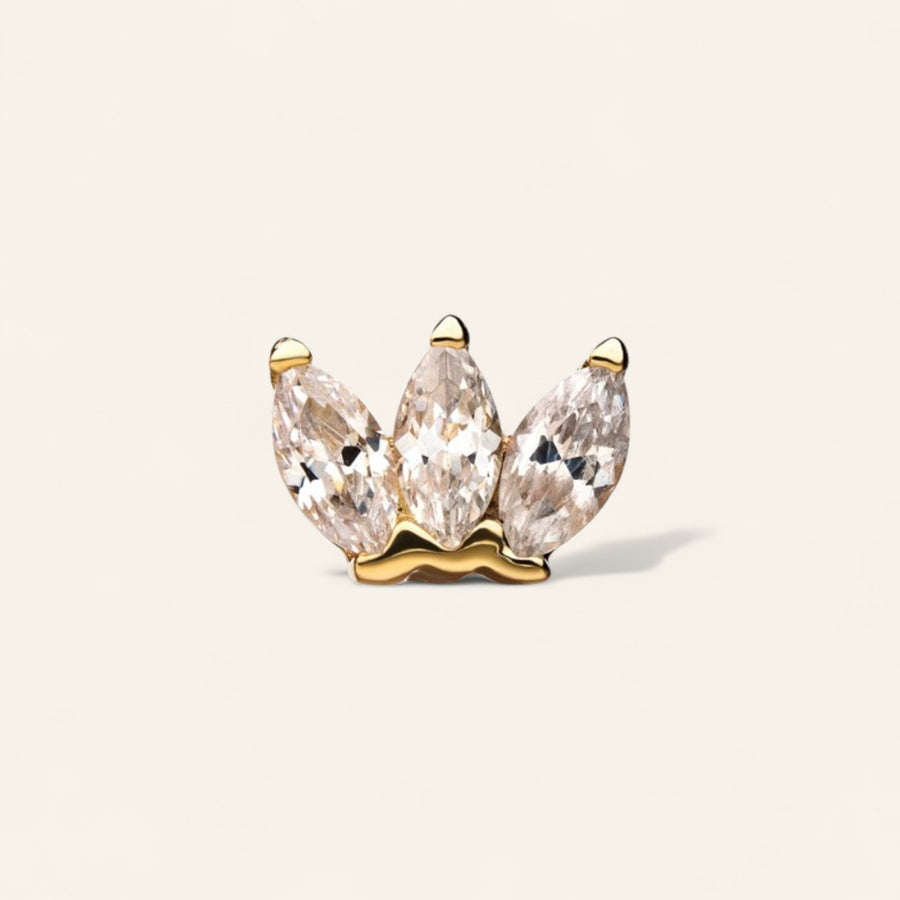 The 14kt Gold Tri Marquise CZ Stud Top