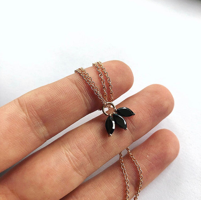 The Tri Spinel Marquise Necklace in 9kt Rose Gold