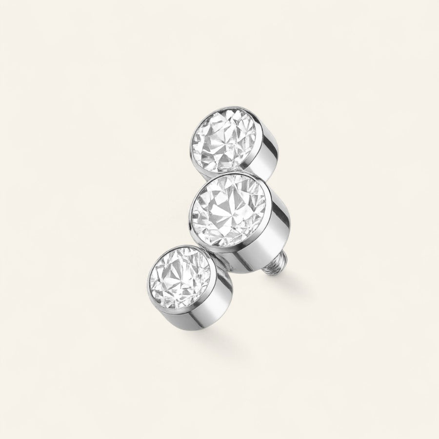 The Titanium Trio CZ Bezel Stud Top