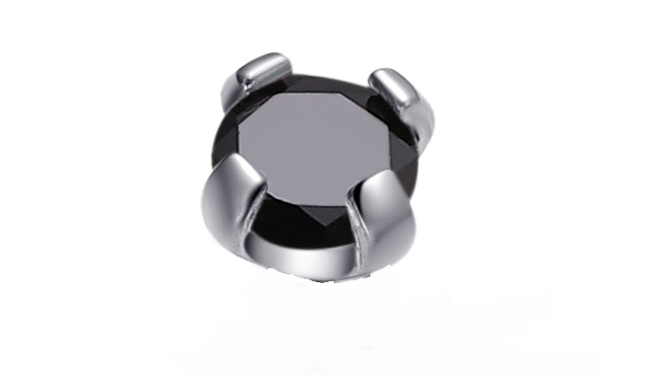 The Titanium 3mm Black CZ Prong Stud Top - Threadless