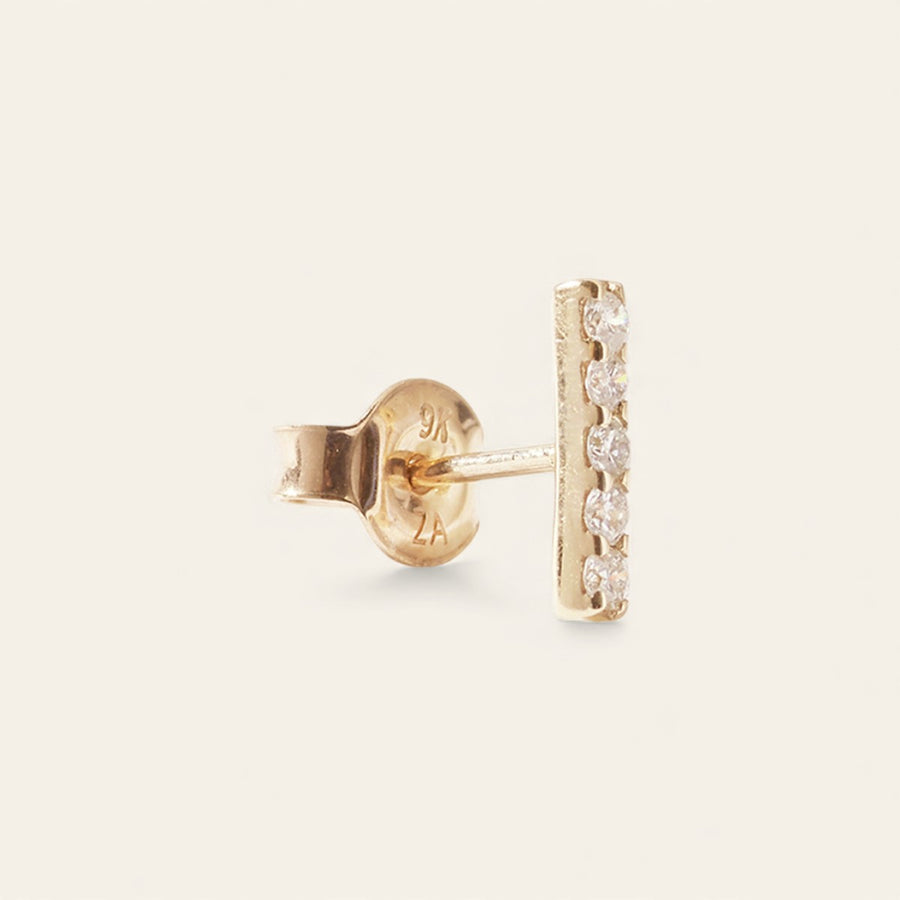 The Sapphire Bar Stud in 9kt Yellow Gold